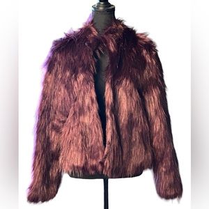 Stunning plum / purple faux fur coat jacket size L